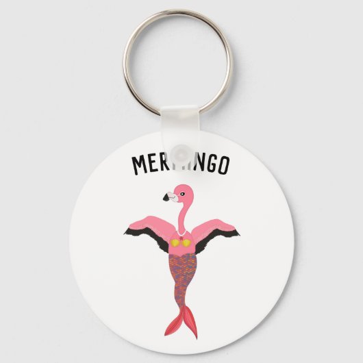 Funny Mermingo Magical Pink Flamingo Mermaid Sleutelhanger (Voorkant)