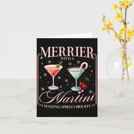 Funny Merrier With A Martini Bachelorette Merry Ch Kaart (Gele Bloem)