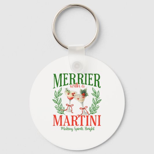 Funny Merrier With A Martini Bachelorette Merry Ch Sleutelhanger (Voorkant)