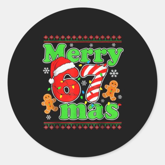 Funny Merry 67 Mas Christmas Holiday Women Kids Xm Ronde Sticker (Voorkant)