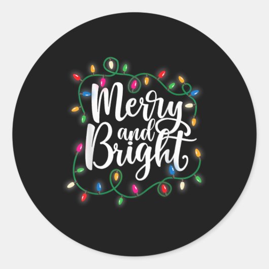 Funny Merry And Bright Christmas Lights Xmas Holid Ronde Sticker (Voorkant)