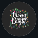 Funny Merry And Bright Christmas Lights Xmas Holid Ronde Sticker<br><div class="desc">Grappig feest en feestdag met kerstlampjes</div>