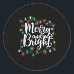 Funny Merry And Bright Christmas Lights Xmas Holid Ronde Sticker<br><div class="desc">Grappig feest en feestdag met kerstlampjes</div>