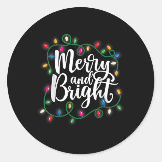 Funny Merry And Bright Christmas Lights Xmas Holid Ronde Sticker