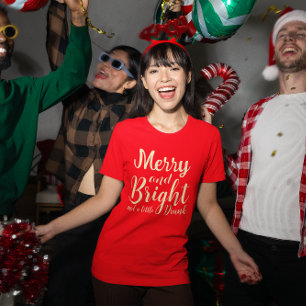 Funny Merry Bright en drink script modern rood T-shirt