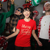 Funny Merry Bright en drink script modern rood T-shirt