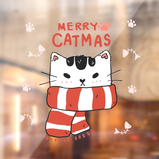 Funny Merry Catmas Funny kerstvakantie Raamsticker (Vel 2)