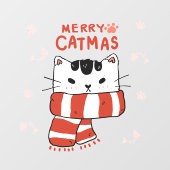 Funny Merry Catmas Funny kerstvakantie Raamsticker (Vel)