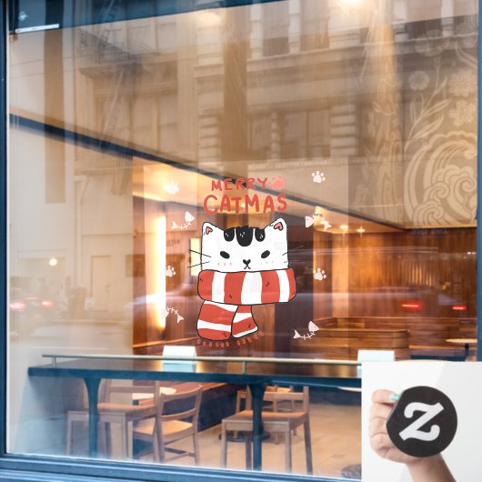 Funny Merry Catmas Funny kerstvakantie Raamsticker (Cafe Raam)