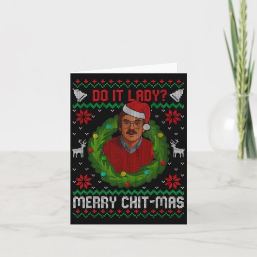 Funny Merry Chit-mas Ugly Christmas Sweater  Kaart (Voorkant)