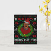 Funny Merry Chit-mas Ugly Christmas Sweater  Kaart (Gele Bloem)