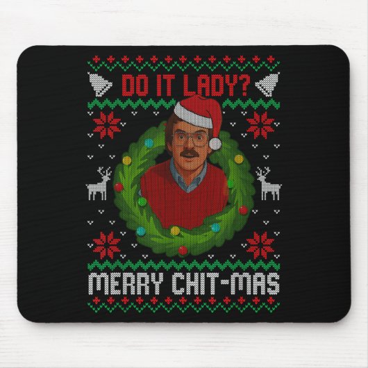 Funny Merry Chit-mas Ugly Christmas Sweater Muismat (Voorkant)