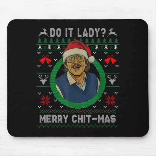 Funny Merry Chit-mas Ugly Christmas Sweater Muismat (Voorkant)
