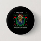 Funny Merry Chit-mas Ugly Christmas Sweater Ronde Button 5,7 Cm (Voorkant)