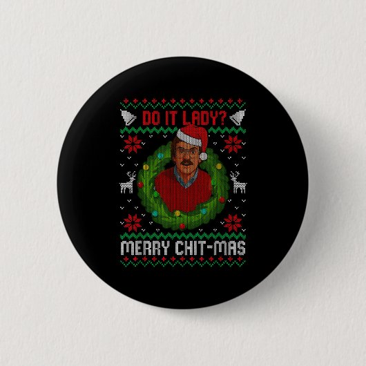Funny Merry Chit-mas Ugly Christmas Sweater  Ronde Button 5,7 Cm (Voorkant)