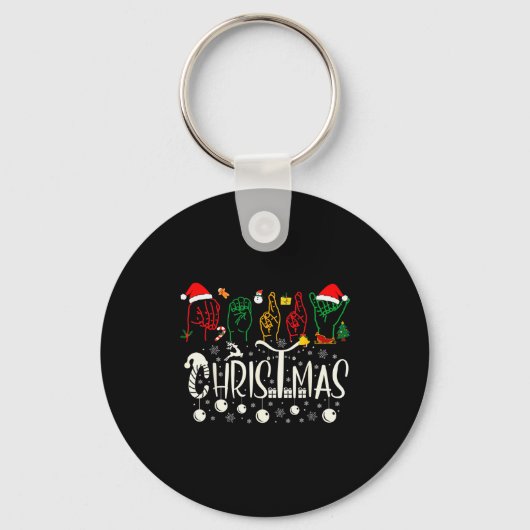 Funny Merry Christmas Asl Tee American Sign Langua Sleutelhanger (Voorkant)