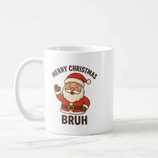 Funny Merry Christmas Bruh Santa Style Koffiemok (Links)
