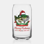 Funny Merry Christmas Fishmas Vist Santa Fish Blikvorm Glas (Voorkant)