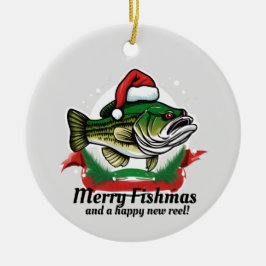 Funny Merry Christmas Fishmas Vist Santa Fish Keramisch Ornament