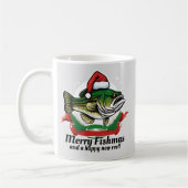 Funny Merry Christmas Fishmas Vist Santa Fish Koffiemok (Links)