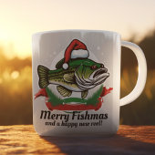 Funny Merry Christmas Fishmas Vist Santa Fish Koffiemok