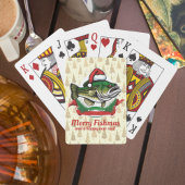 Funny Merry Christmas Fishmas Vist Santa Fish Pokerkaarten