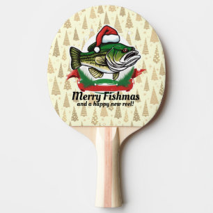 Funny Merry Christmas Fishmas Vist Santa Fish Tafeltennisbatje