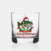 Funny Merry Christmas Fishmas Vist Santa Fish Whisky Glas (Achterkant)