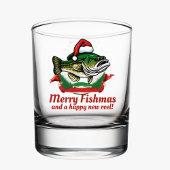 Funny Merry Christmas Fishmas Vist Santa Fish Whisky Glas