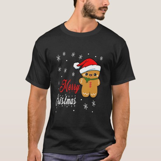 Funny Merry Christmas Gingerbread Man Costume Men  T-shirt (Voorkant)