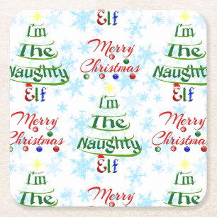 Funny Merry Christmas Holiday Naughty Elf Kartonnen Onderzetters