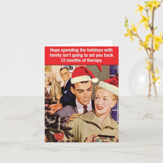 Funny Merry Christmas Kaart - 12 Maanden Therapie (Gele Bloem)