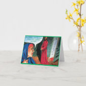 Funny Merry Christmas Kaart - geboren in een schuu (Gele Bloem)