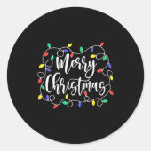 Funny Merry Christmas Lights Xmas Family Men Women Ronde Sticker (Voorkant)