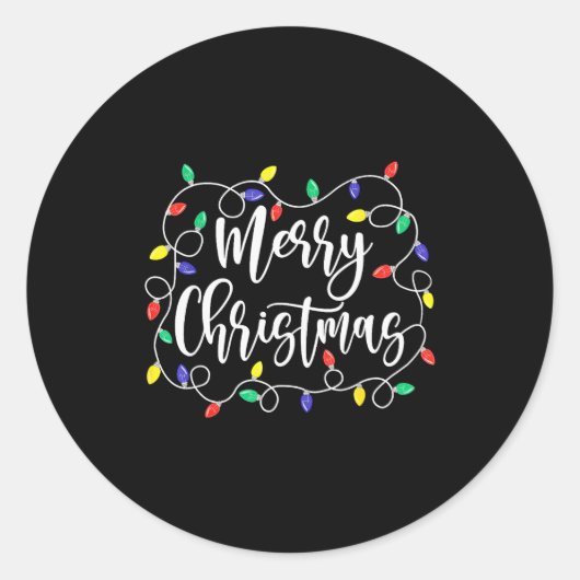 Funny Merry Christmas Lights Xmas Family Men Women Ronde Sticker (Voorkant)