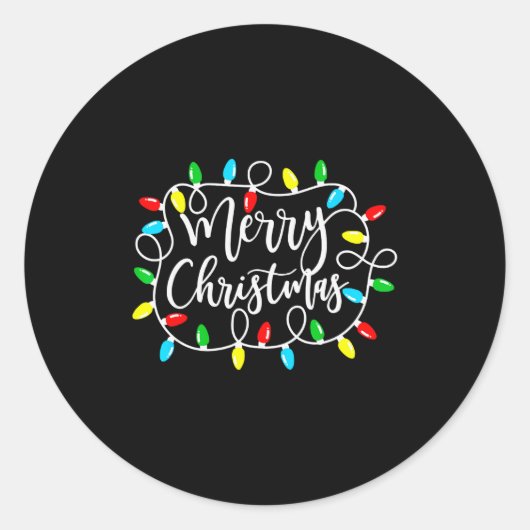 Funny Merry Christmas Lights Xmas Family Men Women Ronde Sticker (Voorkant)