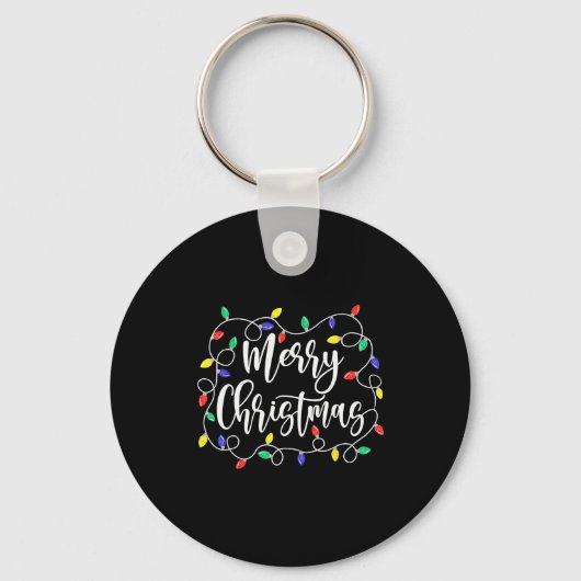 Funny Merry Christmas Lights Xmas Family Men Women Sleutelhanger (Voorkant)