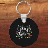 Funny Merry Christmas Lights Xmas Family Men Women Sleutelhanger (Voorkant)