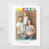 Funny Merry Christmas & Plus One Family Photo Feestdagenkaart (Voorkant)