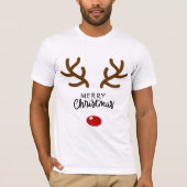 Funny Merry Christmas Reindeer T-Shirt (Voorkant)
