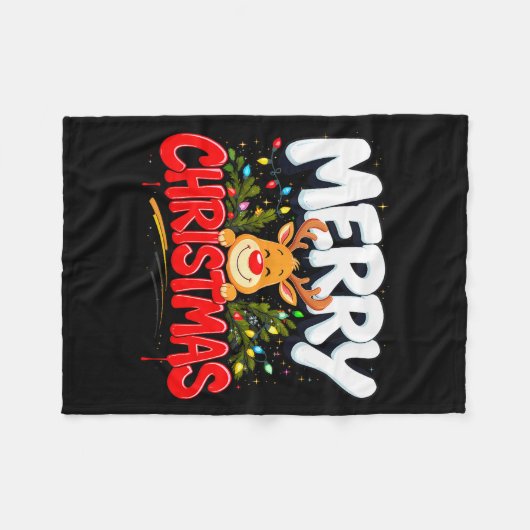 Funny Merry Christmas Reindeer Xmas Family Men &am Fleece Deken (Voorkant (Horizontaal))