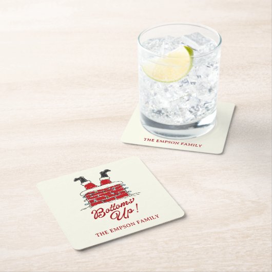 Funny Merry Christmas Santa Bottoms Up Friendmas Kartonnen Onderzetters (Insitu)