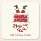 Funny Merry Christmas Santa Bottoms Up Friendmas Kartonnen Onderzetters (Voorkant)