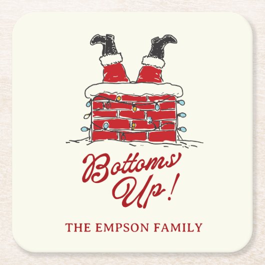 Funny Merry Christmas Santa Bottoms Up Friendmas Kartonnen Onderzetters (Voorkant)