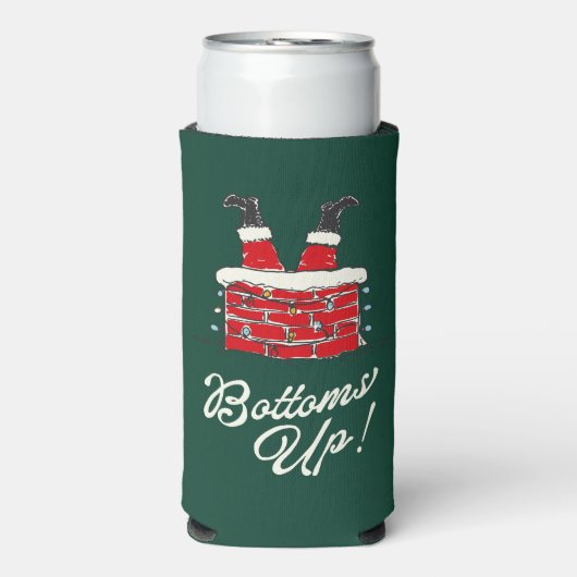 Funny Merry Christmas Santa Bottoms Up Friendmas  Seltzer Blikjeskoeler (Seltzer Voorkant)