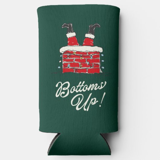 Funny Merry Christmas Santa Bottoms Up Friendmas  Seltzer Blikjeskoeler (Voorkant)
