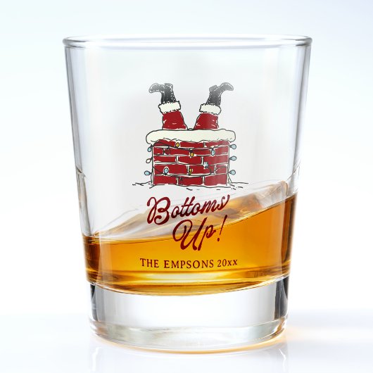 Funny Merry Christmas Santa Bottoms Up Friendmas Shot Glas