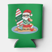 Funny Merry Christmas Santa on Summer Surf Beach Blikjeskoeler (Voorkant)