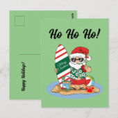 Funny Merry Christmas Santa on Summer Surf Beach Briefkaart (Voorkant / Achterkant)
