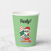 Funny Merry Christmas Santa on Summer Surf Beach Papieren Bekers (Achterkant)